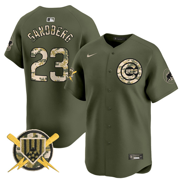 Men's Chicago Cubs #23 Ryne Sandberg Green Armed Forces Day Vapor Limited Stitched Baseball Jersey Men's Chicago Cubs #23 Ryne Sandberg Green Armed Forces Day Vapor Limited Stitched Baseball Jersey